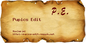 Pupics Edit névjegykártya